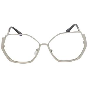 OVERSIZE CLASSIC 70s RETRO Clear Lens EYE GLASSES Large Silver Hexagon Frame